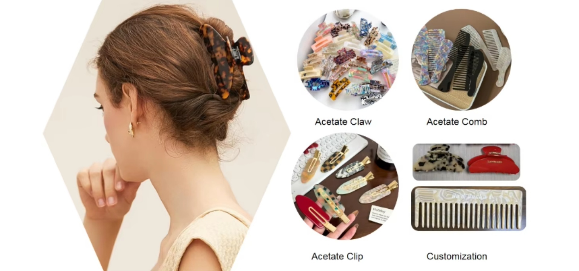 Acessórios de cabelo de acetato