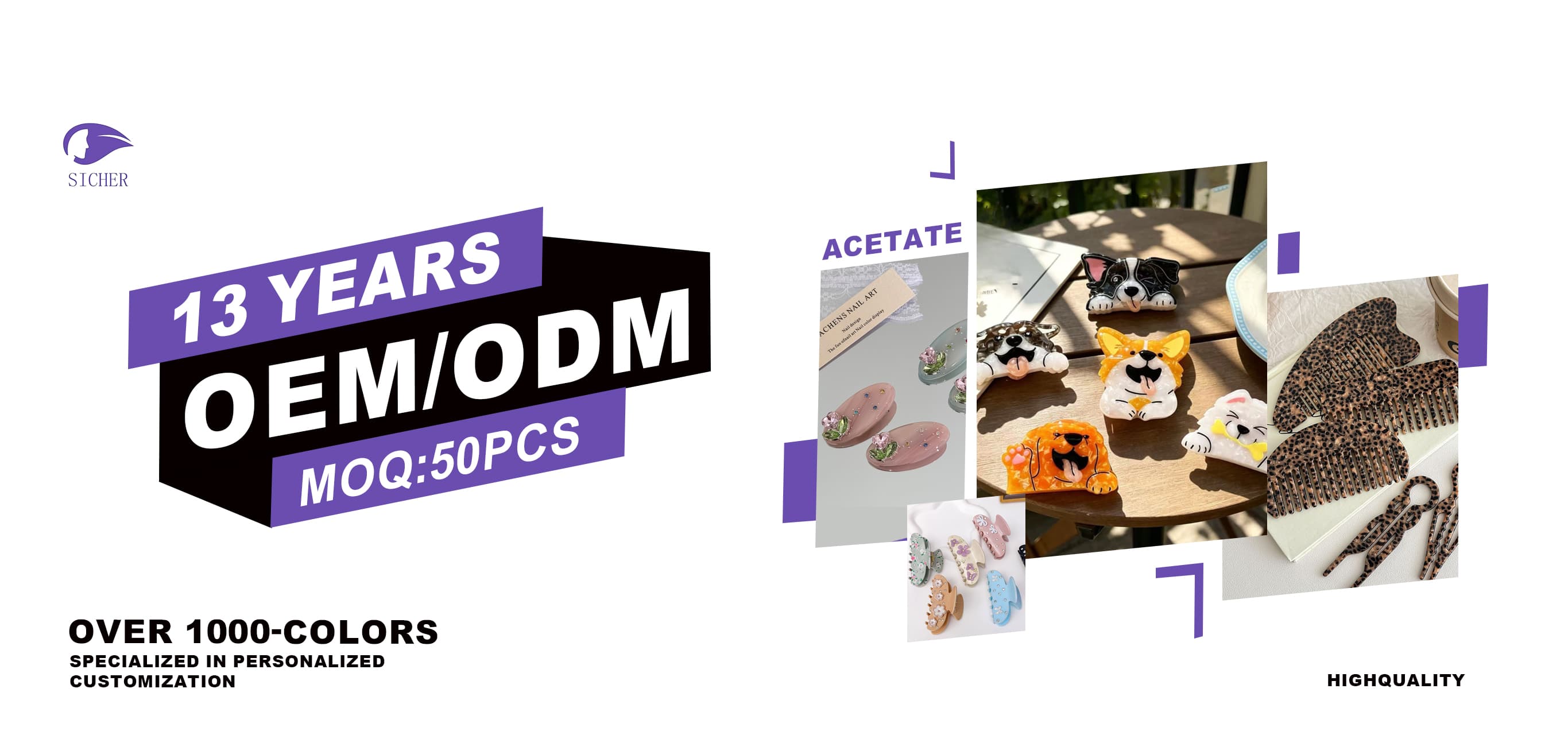 Acessórios de cabelo de acetato