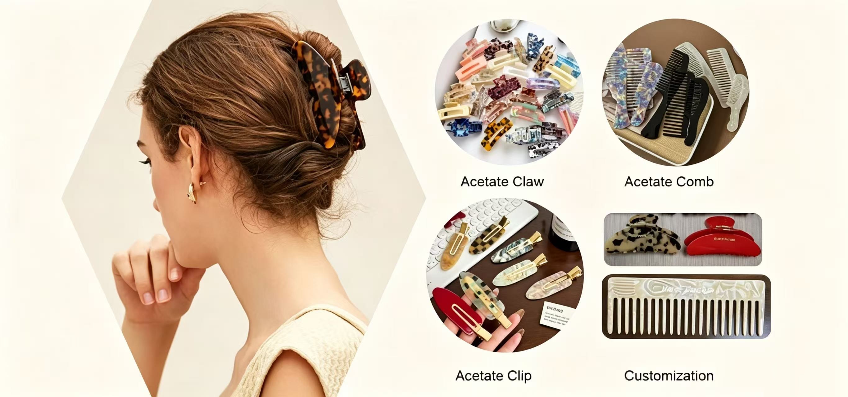 Acessórios de cabelo de acetato