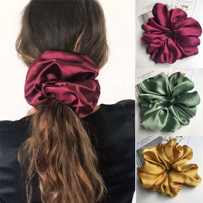 Scrunchies elásticos Jumbo XXL de seda acetinada para cabelo