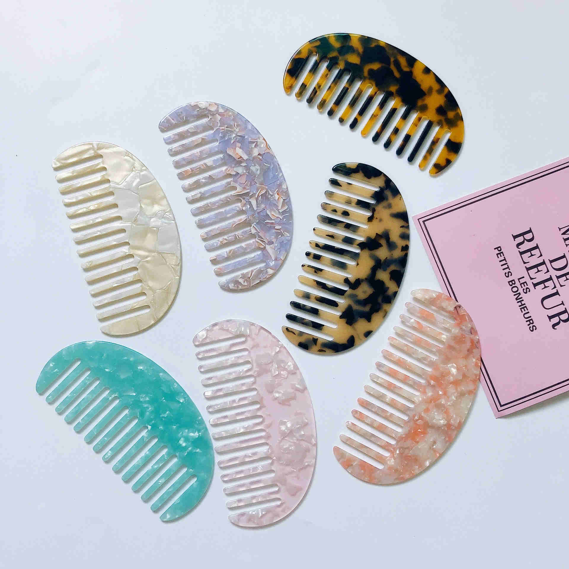 Moda simples Acetato Plate Anti-estático pente de cabelo fofo para mulheres
