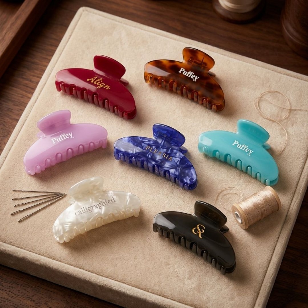Grampos de cabelo de acetato de celulose, logotipo personalizado, marca própria, gravação a laser, tamanho personalizado, cores, grampos de cabelo de acetato de celulose para mulheres e meninas