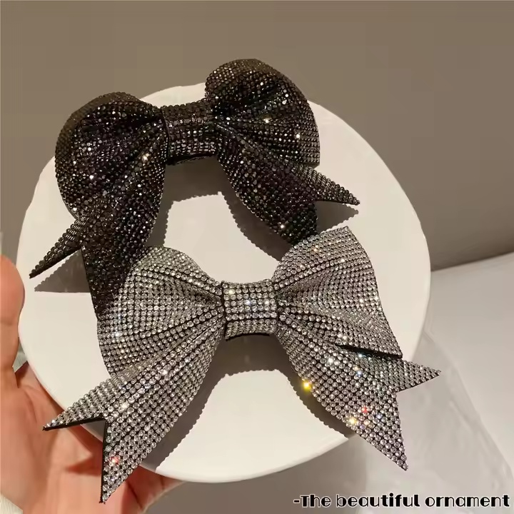 Pinos de cabelo de luxo Crystal Rhinestone Bowknot Metal Hair Clip for Women for Festival Gift
